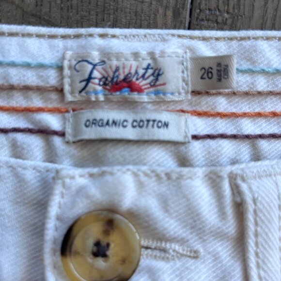 Faherty Organic Cotton Ivory High Rise Straight Leg Jeans Size 26 - Picture 2 of 6